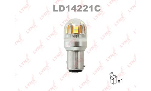 Лампа светодиодная LYNXauto P21/5W (BAY15d, S25), 12В, 21/5Вт, 6800К, 1 шт, арт. LD14221C