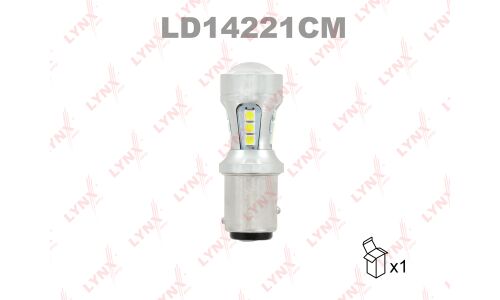 Лампа светодиодная LYNXauto P21/5W (BAY15d, S25), 12В, 21/5Вт, 7100К, 1 шт, арт. LD14221CM