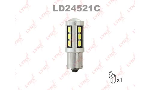 Лампа светодиодная LYNXauto P21W (BA15s, S25), 24В, 21Вт, 7200К, 1 шт, арт. LD24521C