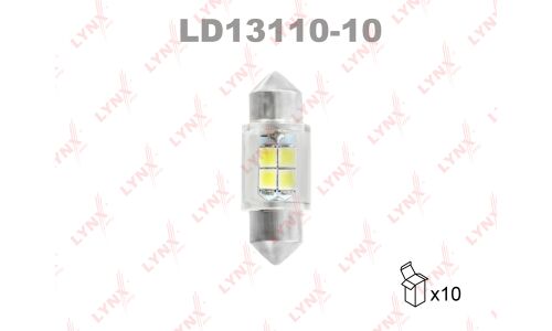 Лампа светодиодная LYNXauto Festoon (SV8.5, T11x31), 12В, 10Вт, 6800К, 1 шт, арт. LD13110-10