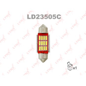 Лампа светодиодная LYNXauto Festoon C5W (SV8.5, T11x35), 24В, 5Вт, 7000К, 1 шт, арт. LD23505C
