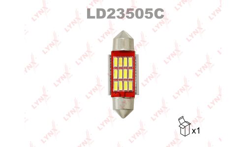 Лампа светодиодная LYNXauto Festoon C5W (SV8.5, T11x35), 24В, 5Вт, 7000К, 1 шт, арт. LD23505C