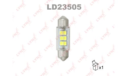 Лампа светодиодная LYNXauto Festoon C5W (SV8.5, T11x35), 24В, 5Вт, 6900К, 1 шт, арт. LD23505