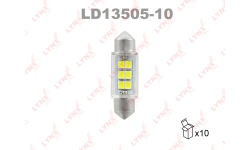 Лампа светодиодная LYNXauto Festoon C5W (SV8.5, T11x35), 12В, 5Вт, 6900К, 1 шт, арт. LD13505-10