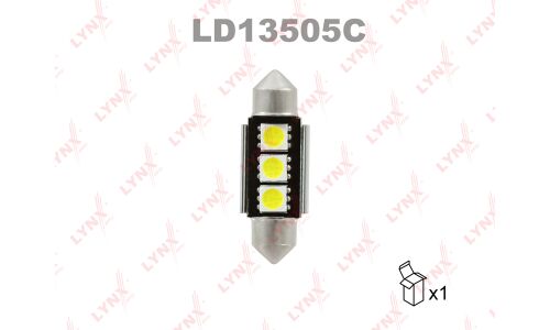 Лампа светодиодная LYNXauto Festoon C5W (SV8.5, T11x35), 12В, 5Вт, 7000К, 1 шт, арт. LD13505C