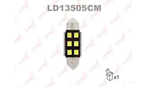 Лампа светодиодная LYNXauto Festoon C5W (SV8.5, T11x35), 12В, 5Вт, 7000К, 1 шт, арт. LD13505CM