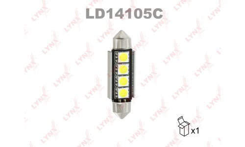 Лампа светодиодная LYNXauto Festoon (SV8.5, T11x41), 12В, 5Вт, 7000К, 1 шт, арт. LD14105C
