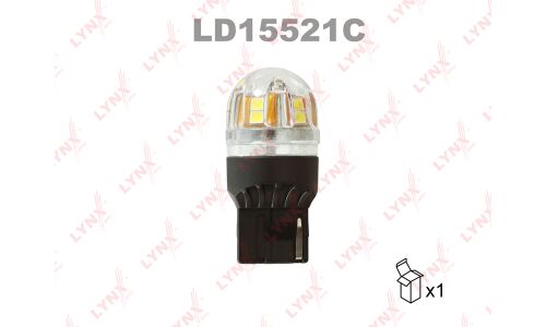Лампа светодиодная LYNXauto W21W (W3x16d, T20), 12В, 21Вт, 6000К, 1 шт, арт. LD15521C