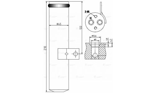 Ресивер-осушитель для а/м Лада 2190 Гранта (10-)/2170-72 Приора (07-) (тип Halla) Luzar, арт. LCR 0127