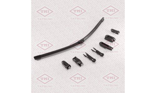 Щетка стеклоочистителя Tatsumi Flat 500мм (20") бескаркасная, всесезонная, со спойлером, для леворульных авто, 10 переходников, 1 шт, арт. TFH1050