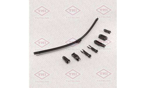 Щетка стеклоочистителя Tatsumi Flat 550мм (22") бескаркасная, всесезонная, со спойлером, для леворульных авто, 10 переходников, 1 шт, арт. TFH1055