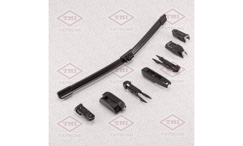 Щетка стеклоочистителя Tatsumi Flat 380мм (15") бескаркасная, всесезонная, со спойлером, для леворульных авто, 7 переходников, 1 шт, арт. TFH1038