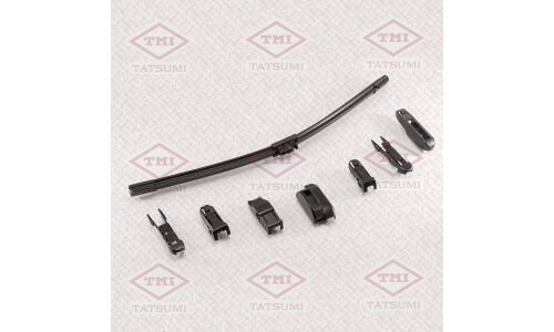 Щетка стеклоочистителя Tatsumi Flat 430мм (17") бескаркасная, всесезонная, со спойлером, для леворульных авто, 10 переходников, 1 шт, арт. TFH1043