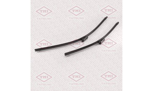 Щётки стеклоочистителя Tatsumi 600мм (24") + 480мм (19") бескаркасная, всесезонная, со спойлером, для леворульных авто, крепление Push Button, комплект 2 шт, арт. TFK6048Q