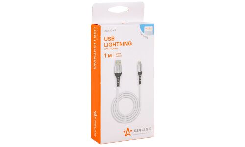 Кабель для мобильных устройств Airline Soft-Touch, с USB на Lightning, 1м, серый, нейлоновый, арт. ACH-C-43