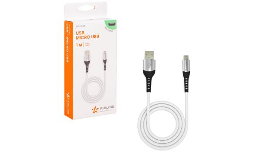 Кабель для мобильных устройств Airline, Soft-Touch, с USB на MicroUSB, 1м, белый, арт. ACH-C-45