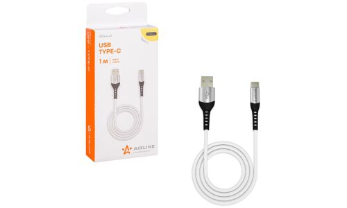 Кабель для мобильных устройств Airline, Soft-Touch, с USB на USB Type-C, 1м, белый, арт. ACH-C-47