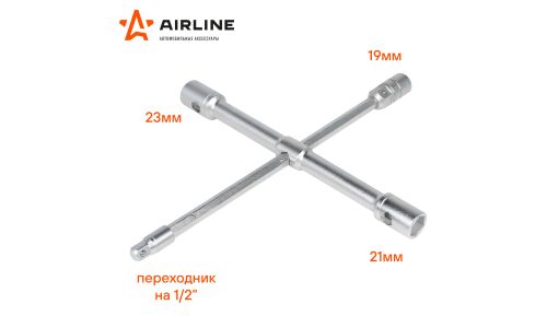 Ключ баллонный крестообразный Airline PRO, 19/21/23мм, с квадратом 1/2", длина 300/400мм, усиленный, арт. ATAB001
