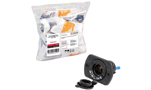 Гнездо прикуривателя Airline, 12/24В, встраиваемая, чёрное, влагозащитное, арт. AEBJ201