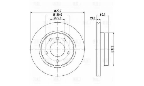 Диск тормозной Trialli, задний, правый/левый, для BMW 3-Series (E46), 1 шт, арт. DF 263903
