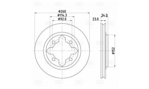 Диск тормозной Trialli, передний, правый/левый, для Honda Civic / Accord, 1 шт, арт. DF 230104