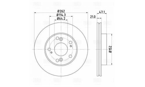 Диск тормозной Trialli, передний, правый/левый, для Honda Civic, 1 шт, арт. DF 230107