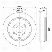 Диск тормозной Trialli, задний, правый/левый, для Honda CR-V, 1 шт, арт. DF 230116