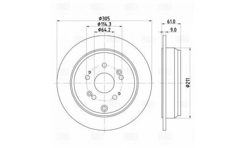 Диск тормозной Trialli, задний, правый/левый, для Honda CR-V, 1 шт, арт. DF 230116