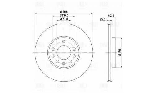 Диск тормозной Trialli, передний, правый/левый, для Opel Vectra, 1 шт, арт. DF 210211