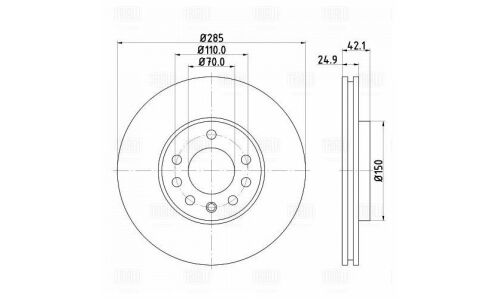 Диск тормозной Trialli, передний, правый/левый, для Opel Vectra, 1 шт, арт. DF 210212