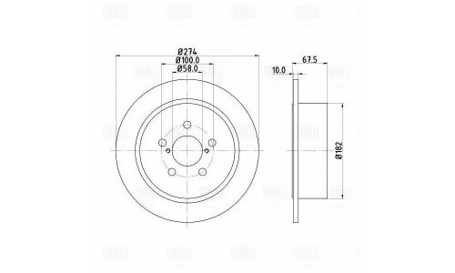 Диск тормозной Trialli, задний, правый/левый, для Subaru Legacy, 1 шт, арт. DF 220109