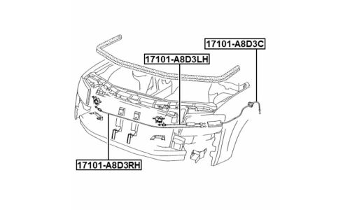 Трос привода открывания замка капота | прав/лев Febest, арт. 17101-A8D3RH