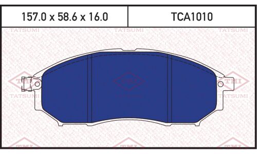 Колодки тормозные дисковые Tatsumi, передние, комплект на ось (4 шт), арт. TCA1010