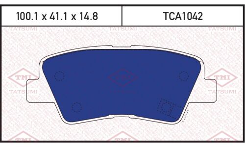 Колодки тормозные дисковые Tatsumi, задние, комплект на ось (4 шт), арт. TCA1042