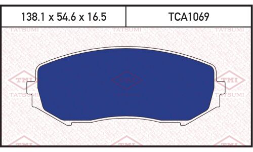 Колодки тормозные дисковые Tatsumi, передние, комплект на ось (4 шт), арт. TCA1069