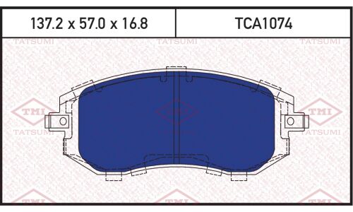 Колодки тормозные дисковые Tatsumi, передние, комплект на ось (4 шт), арт. TCA1074