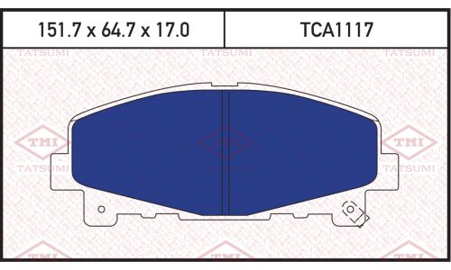 Колодки тормозные дисковые Tatsumi, передние, комплект на ось (4 шт), арт. TCA1117