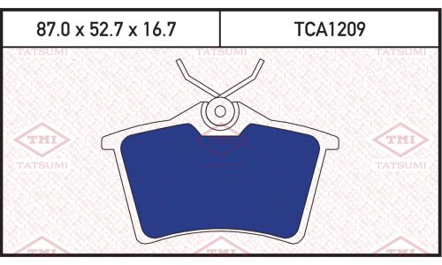 Колодки тормозные дисковые Tatsumi, задние, комплект на ось (4 шт), арт. TCA1209