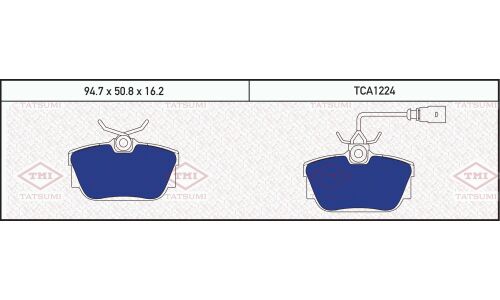 Колодки тормозные дисковые Tatsumi, задние, комплект на ось (4 шт), арт. TCA1224