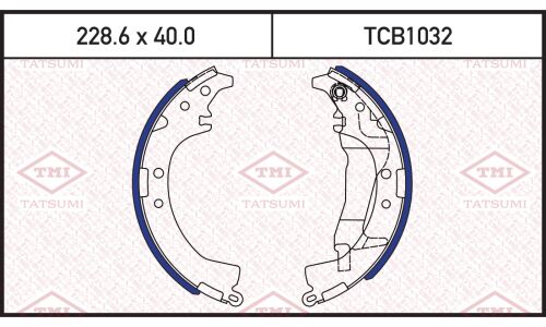 Колодки тормозные барабанные Tatsumi, комплект на ось (4 шт), арт. TCB1032