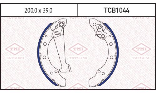 Колодки тормозные барабанные Tatsumi, комплект на ось (4 шт), арт. TCB1044