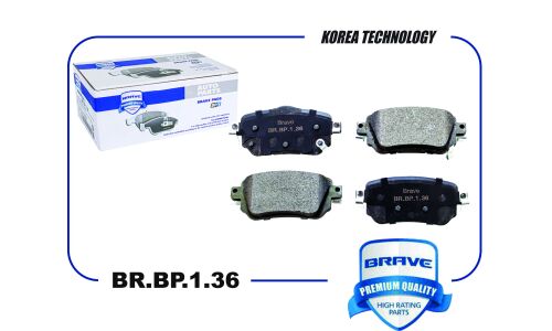 Колодки тормозные дисковые Brave, задние, комплект на ось (4 шт), арт. BRBP136