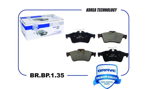 Колодки тормозные дисковые Brave, задние, комплект на ось (4 шт), арт. BRBP135