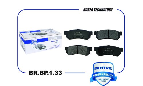 Колодки тормозные дисковые Brave, задние, комплект на ось (4 шт), арт. BR.BP.1.33
