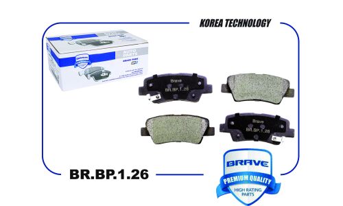 Колодки тормозные дисковые Brave, задние, комплект на ось (4 шт), арт. BR.BP.1.26