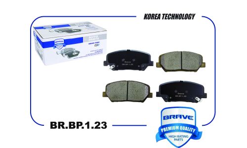 Колодки тормозные дисковые Brave, передние, комплект на ось (4 шт), арт. BR.BP.1.23