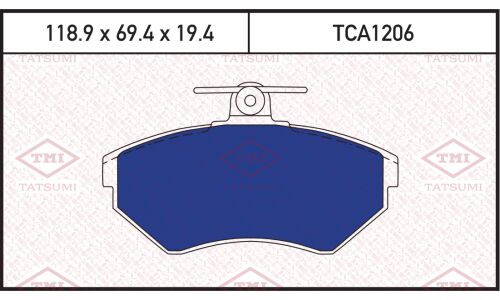 Колодки тормозные дисковые Tatsumi, передние, комплект на ось (4 шт), арт. TCA1206