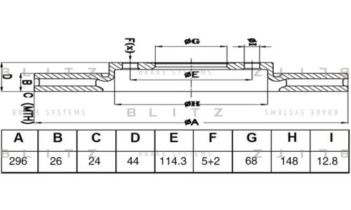 Диск тормозной Blitz, передний, арт. BS0549