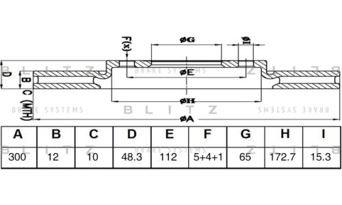 Диск тормозной Blitz, задний, арт. BS0563
