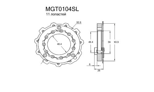 Геометрия турбокомпрессора Krauf, арт. MGT0104SL